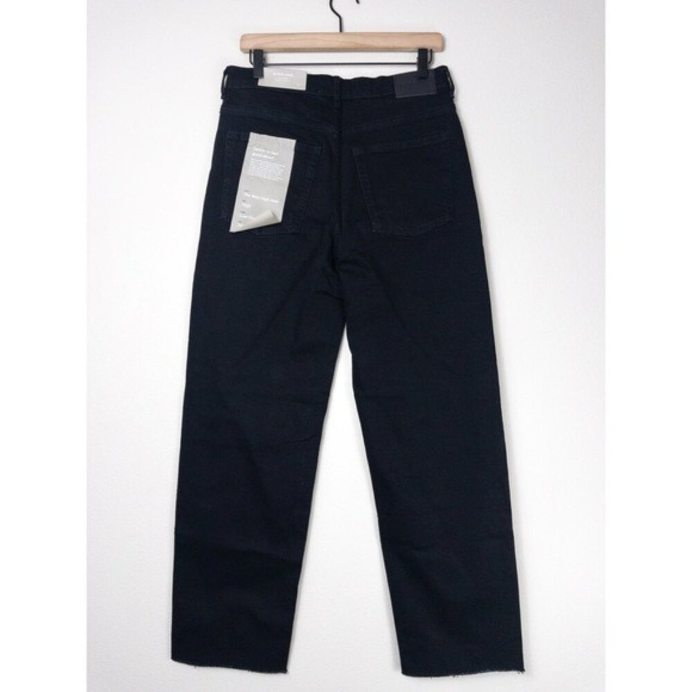 NWT Everlane The Way High Waisted Jean 29 Long Black Raw Hem Straight Wide Leg - Picture 7 of 10